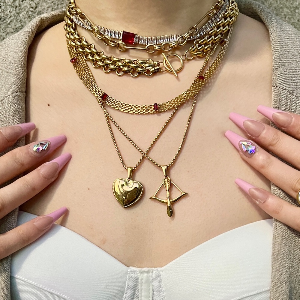 18k Gold Plated Glazed Heart Necklace - Picture 5 of 5